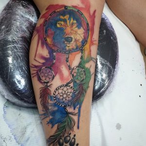 tattoo tatuajes tenerife watercolor wolf lobo