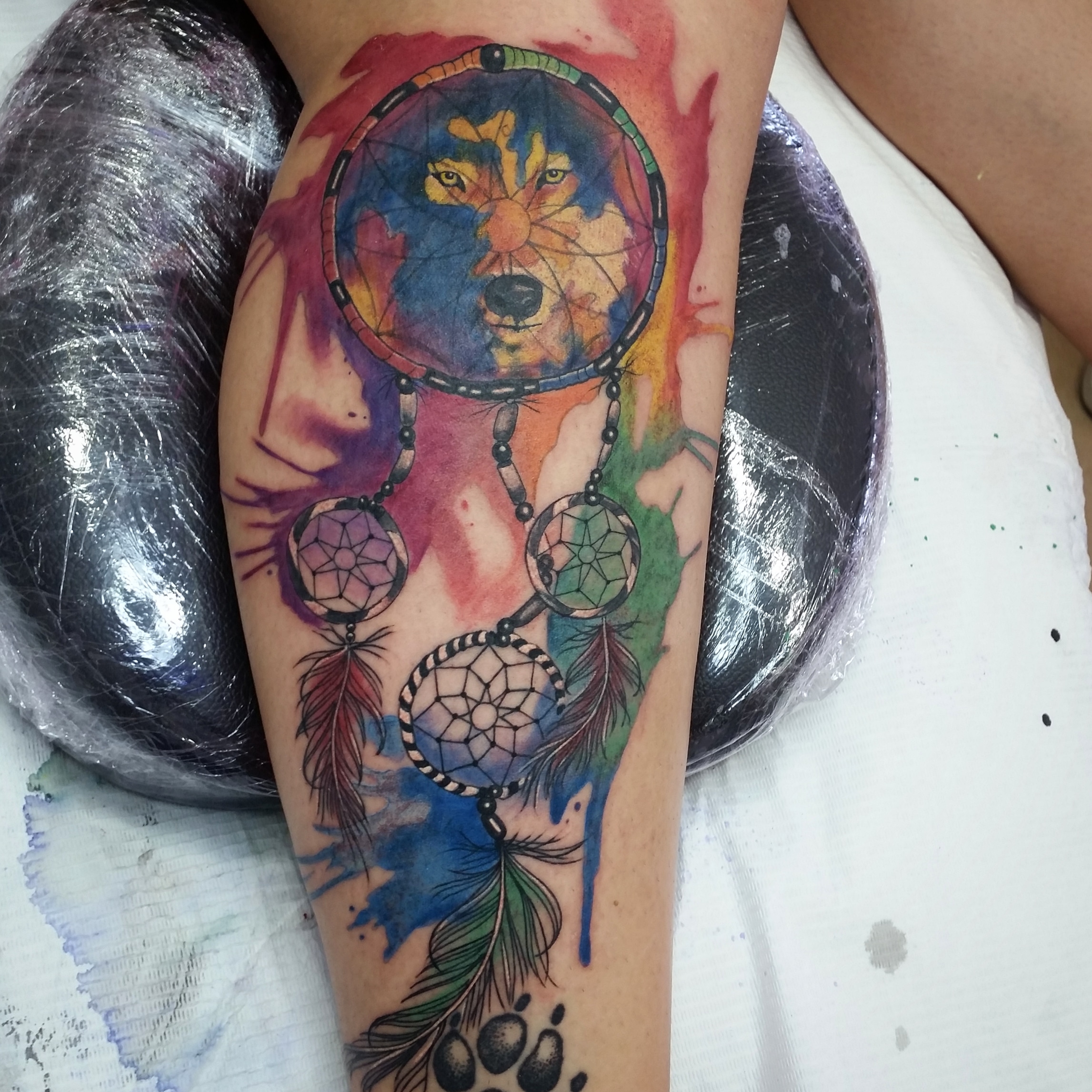 tattoo tatuajes tenerife watercolor wolf lobo